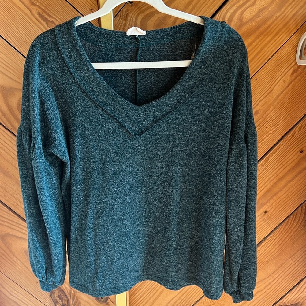 Dark green v neck top